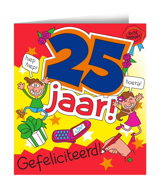 Verjaardagskaart 25 Jaar Cartoon 16,5cm