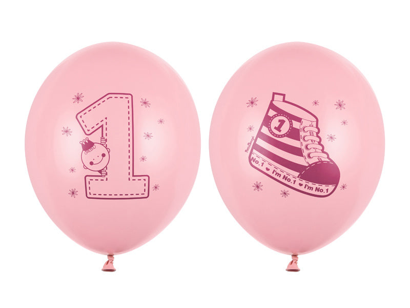 Ballonnen 1 Jaar Roze 30cm 6st