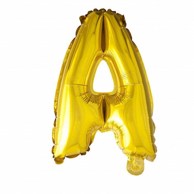 Folie Ballon Letter A Goud 41cm met Rietje