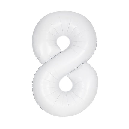 Witte Cijfer Ballon 8 Jaar Matte 86cm