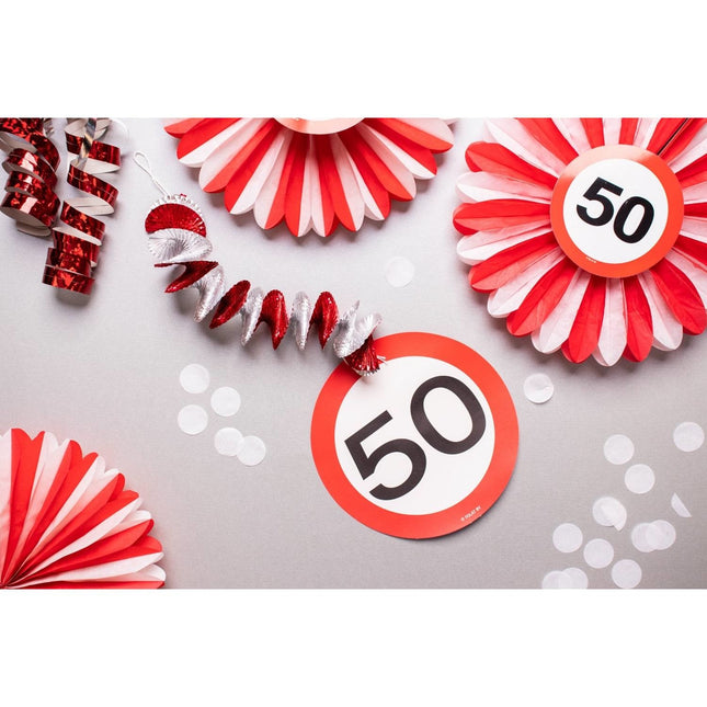 Hangdecoratie 60 Jaar Verkeersbord 17,5cm 3st