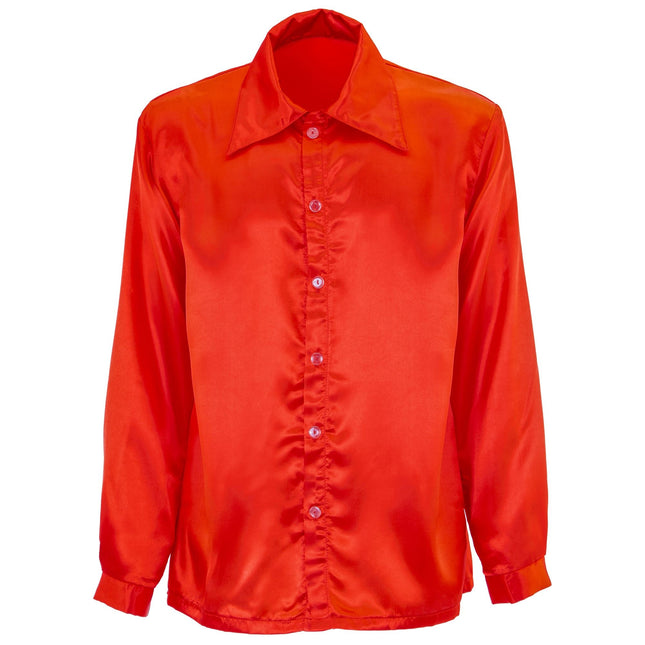 Disco 70S Blouse Rood Heren Satijn