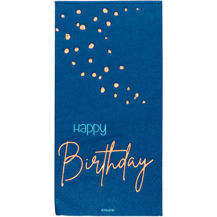 Happy Birthday Servetten Blauw 33cm 10st