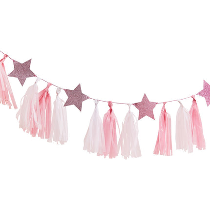 Roze Tassel Slinger Sterretjes 2m