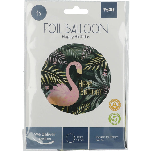 Helium Ballon Happy Birthday Flamingo Leeg 45cm