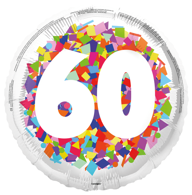 60 Jaar Helium Ballon Confetti Leeg 45cm