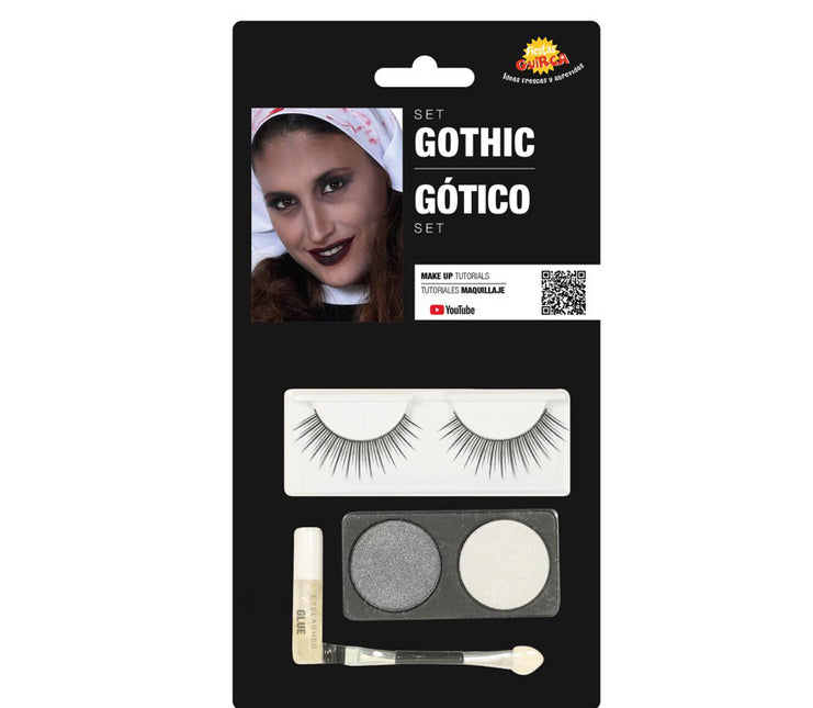 Make-Up Set Goth Zilver Wit 4 delig