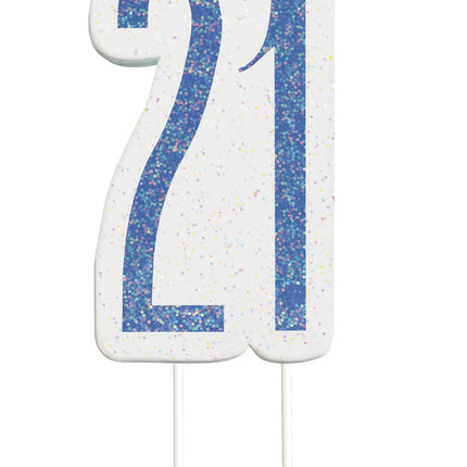 Kaars 21 Jaar Glitter Blauw 8,5cm