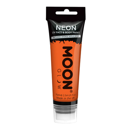 Moon Glow Neon UV Face Paint with Sponge Applicator Intense Orange 75ml