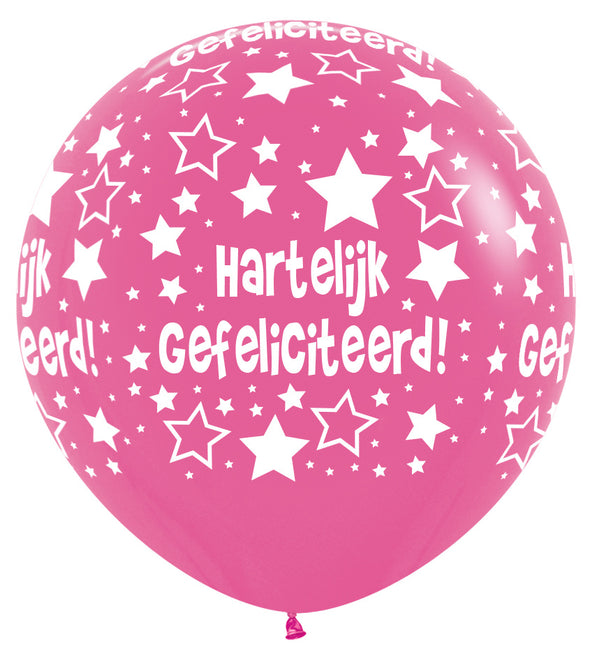 Ballonnen Hartelijk Gefeliciteerd Fuchsia 91cm 2st