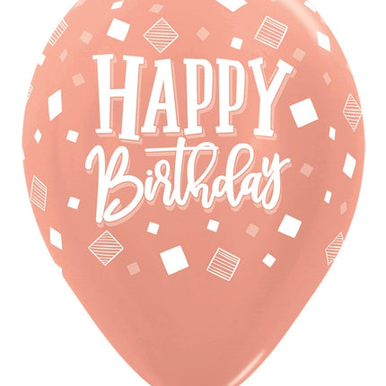 Ballonnen Happy Birthday Squares Metallic Mix 30cm 25st