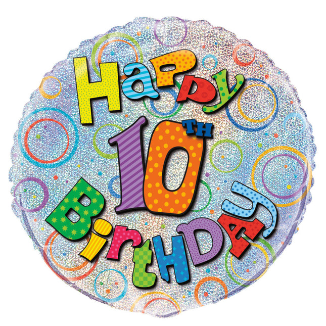 Helium Ballon 10 Jaar Glitters 45cm leeg