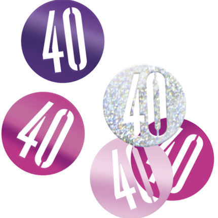 Tafelconfetti 40 Jaar Roze 14gr