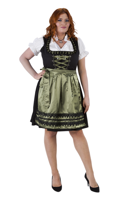 Dirndl zwart-olijfgroen, hertjes