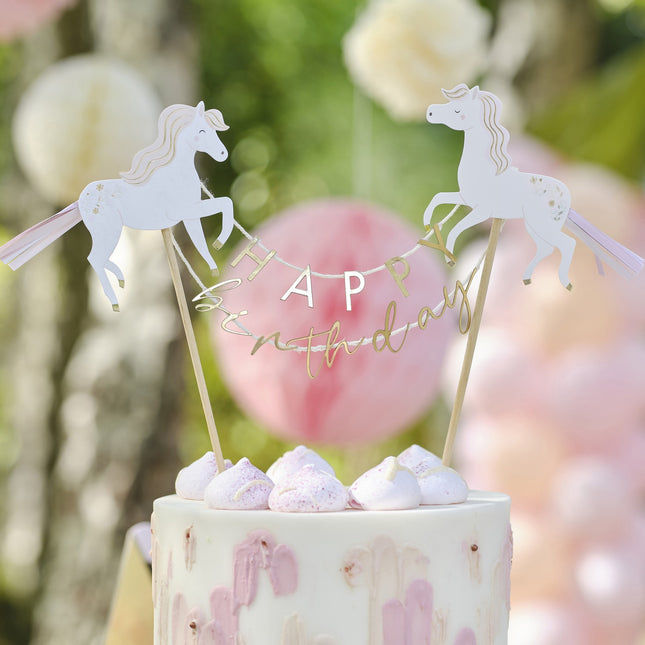 Paarden Taarttopper Happy Birthday 15cm