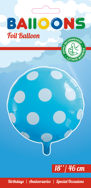 Helium Ballon Stippen Lichtblauw 45cm leeg