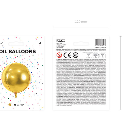 Helium Ballon Rond Goud Leeg 40cm