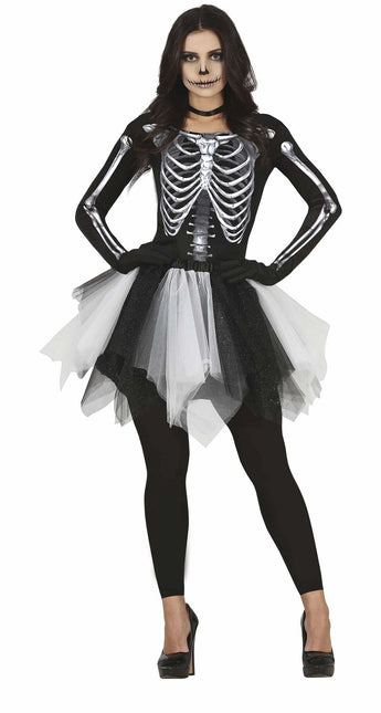 Skelet Halloween Jurk Dames Zwart