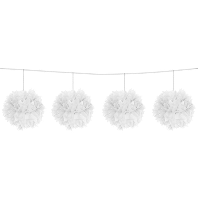 Witte Slinger Pompon 12cm 3m