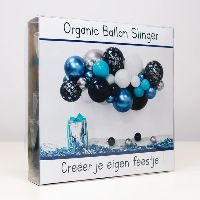 Ballonnen DIY Balloon Kit Organic Happy Birthday Navy