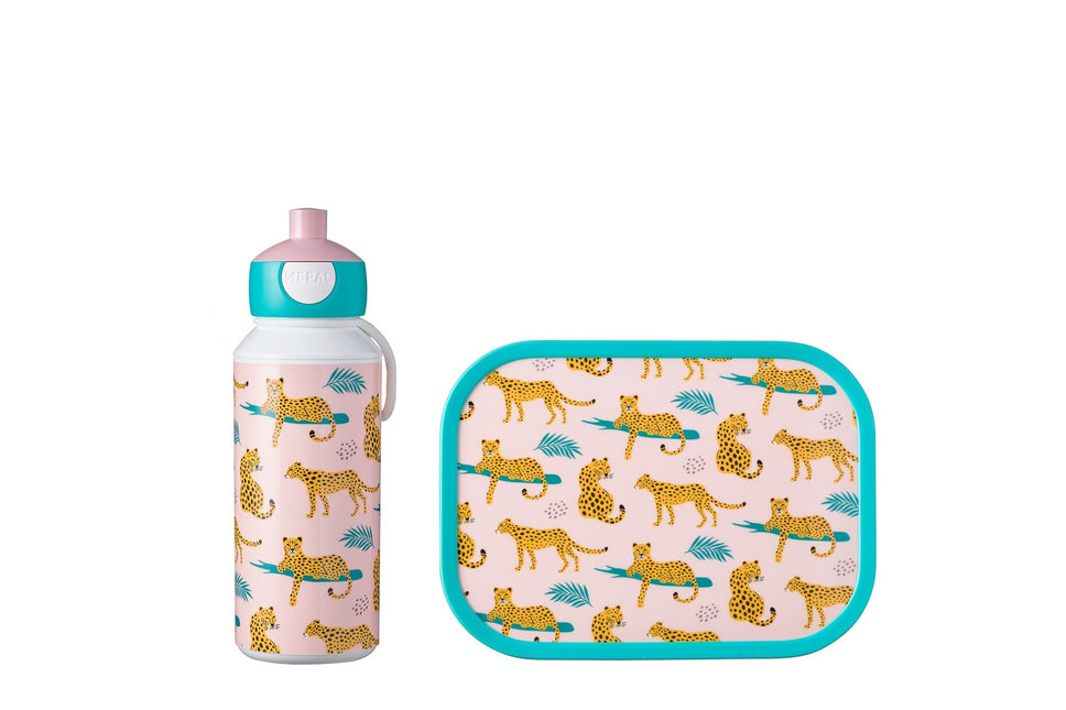 Lunchset Campus Drinkfles+Lunchbox Leopard