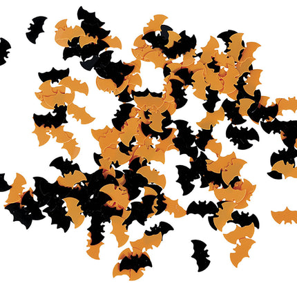 Zwart Oranje Halloween Tafelconfetti Vleermuizen