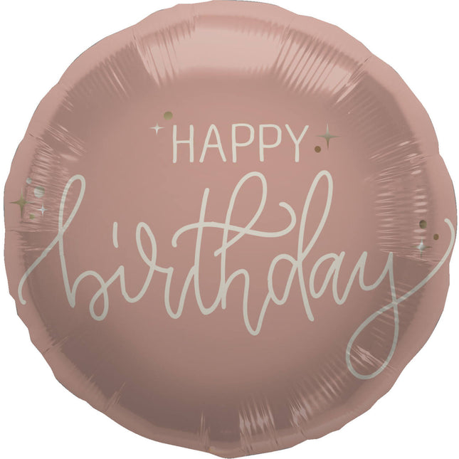 Happy Birthday Helium Ballon Pastel Roze Leeg 45cm