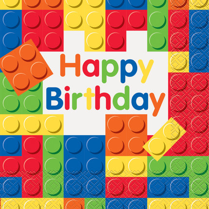 Lego Servetten Happy Birthday 33cm 16st