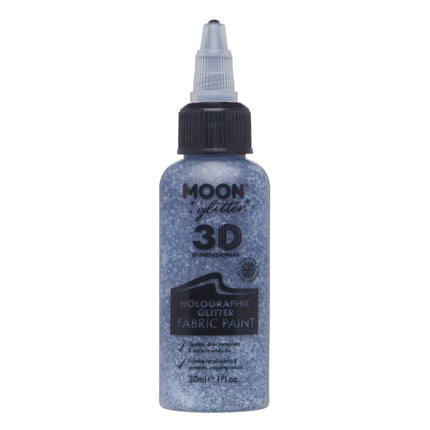 Moon Glitter Holographic Glitter Fabric Paint Black 30ml