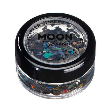 Moon Glitter Holographic Glitter Shapes Black 3g