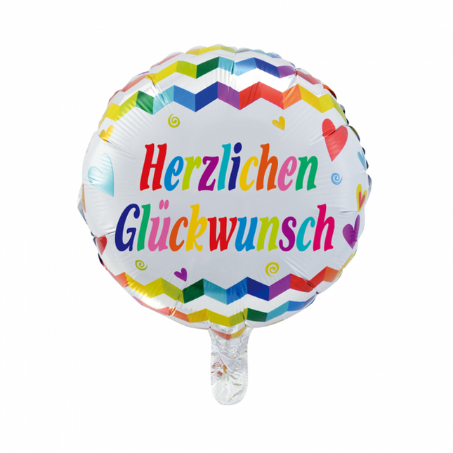 Helium Ballon Herzlichen Gl√ºckwunsch 45cm leeg