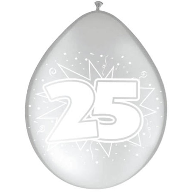 Ballonnen 25 Zilver Metallic 30cm 8st