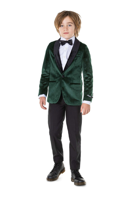 Donkergroen Velvet Blazer Jongen OppoSuits