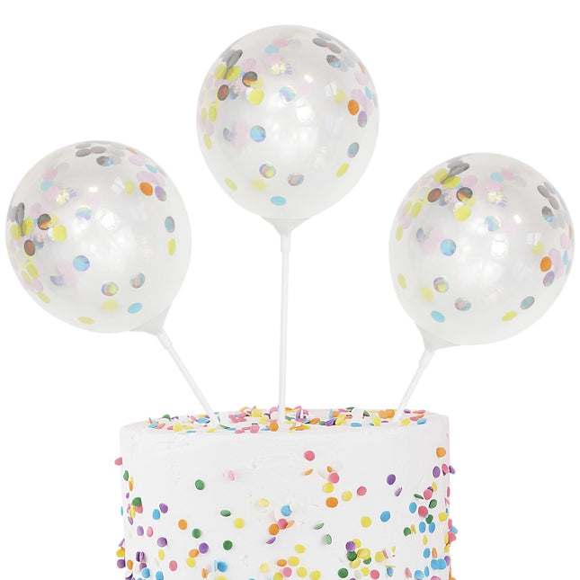 Taarttopper Confetti Ballonnen 12cm 5st