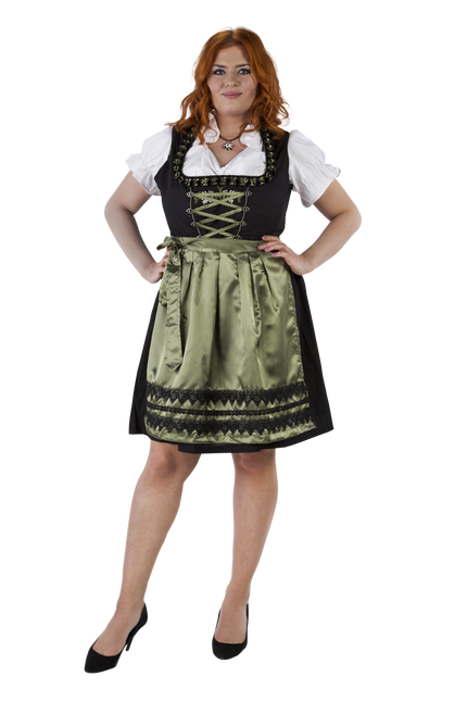 Dirndl zwart-olijfgroen, hertjes