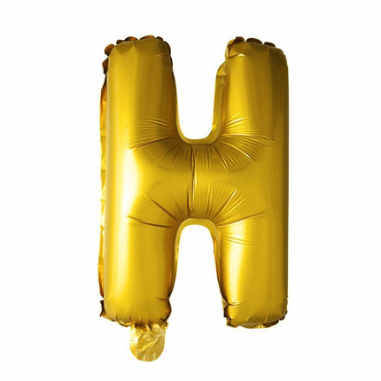 Folie Ballon Letter H Goud 41cm met Rietje