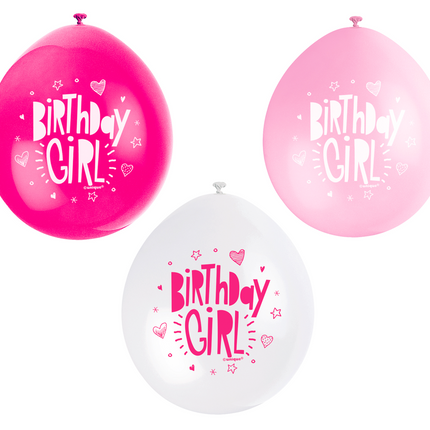 Ballonnen Birthday Girl 28cm 10st