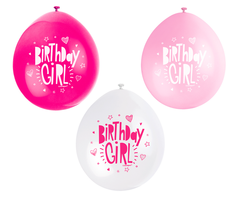 Ballonnen Birthday Girl 28cm 10st