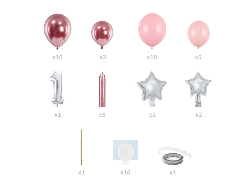 Ballonnen Set 1 Jaar Roze 1,4m