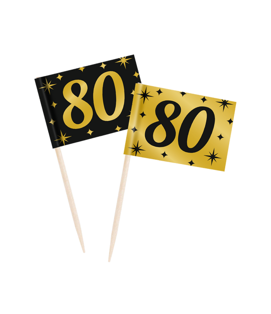 Cocktailprikkers 80 Jaar 6,5cm 50st