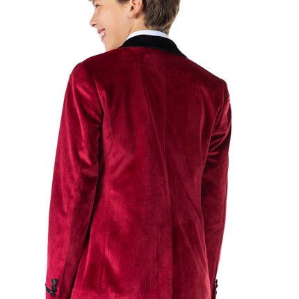 Bordeaux Rode Velvet Blazer Jongen Tiener OppoSuits