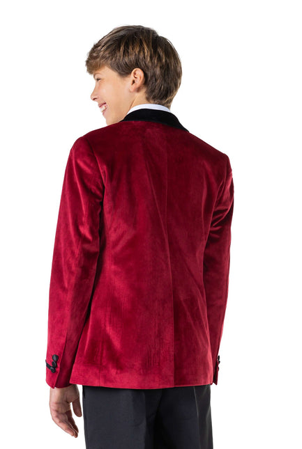 Bordeaux Rode Velvet Blazer Jongen Tiener OppoSuits