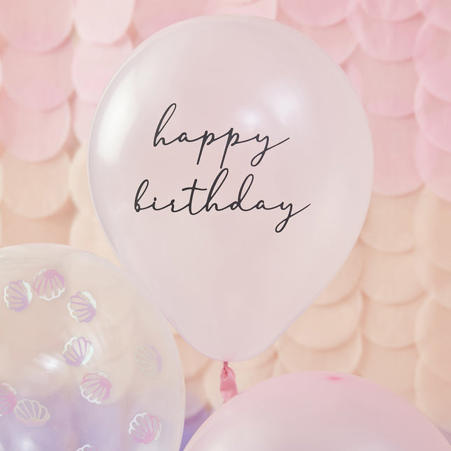 Happy Birthday Ballonnen Set Schelpen 30cm 5st