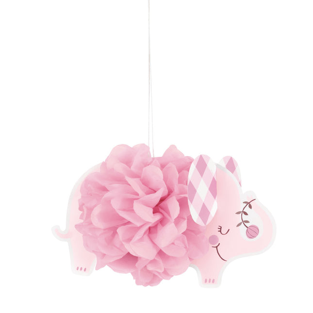 Baby Olifant Hangdecoratie Roze 23cm 3st