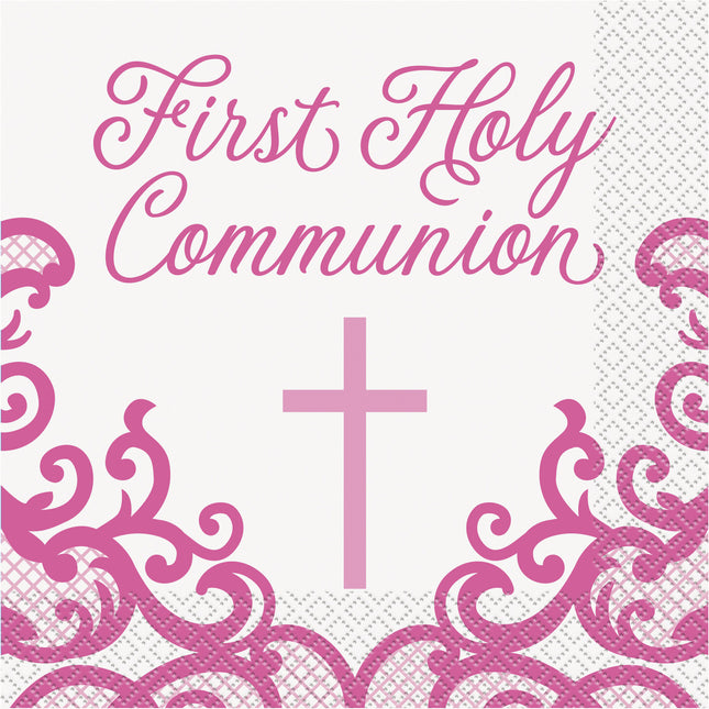 Communie Servetten Roze First Holy Communie 16st