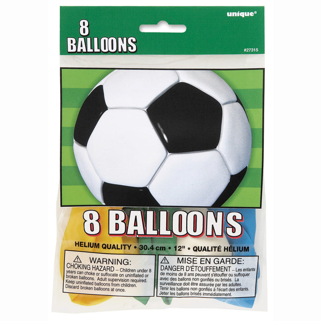 Voetbal Ballonnen Gekleurd 30cm 8st