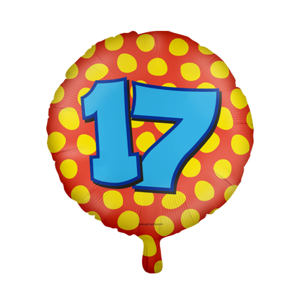 Helium Ballon 17 Jaar Gekleurd Leeg 46cm