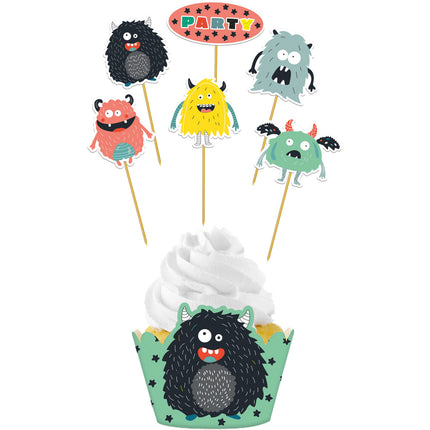 Monster Cupcake Toppers 12 delig