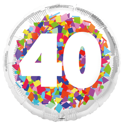 40 Jaar Helium Ballon Confetti Leeg 45cm