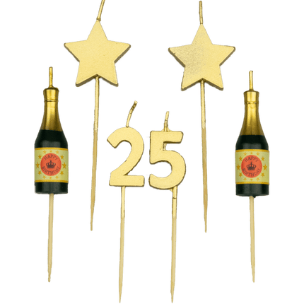 Kaarsjes 25 Jaar Champagne 17,5cm